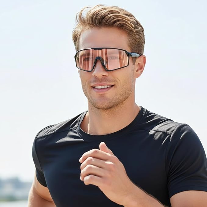 BangLong Photochromic Cycling glasses for Men Women, Clear Running MTB Sunglasses UV Protection