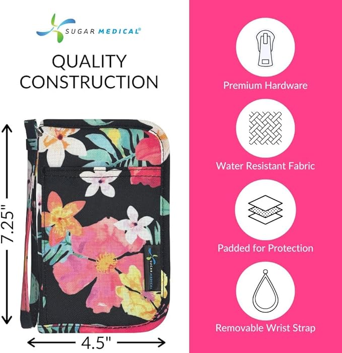 Sugar Medical Diabetes Supply Case |Diabetic Care Products | Diabetic Supplies Travel Organizer | Diabetic Supply Bag | Glucose Meter Kit | Diabetic Bags for Supplies | Glucometer Case (Aloha)