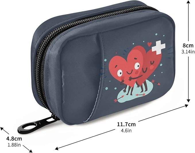 Naanle Pill Organizer Heart with Cross Pill Box 7 Day Pill Case Bag Travel Pill Organizer Bag with Zipper Portable Weekly Case Compact Size for Vitamin Supplement Holder