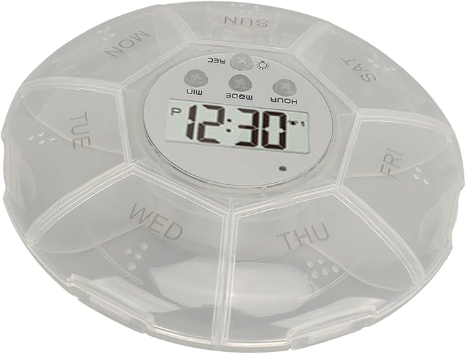 Smart Box, Reminder Medication Organizer with Recording Playback Function, Easily Organizes, for The Elderly, Blind Person (White)