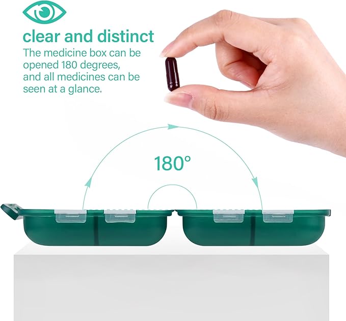 Travel Pill Organizer Small 8 Grid Compartments Pill Holder Box - Portable Medicine Container Case - Daily Weekly Medication Organizer