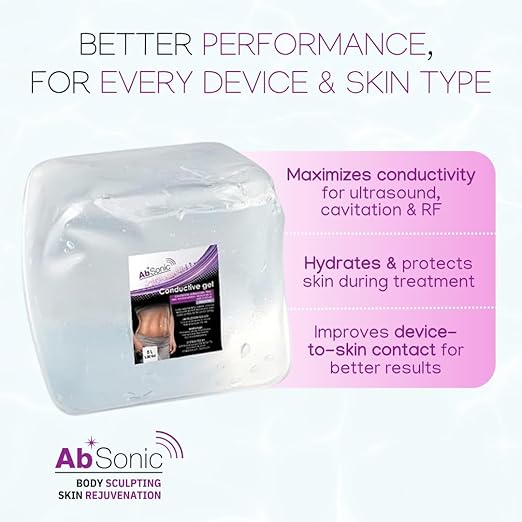 Absonic Clear Conductive Gel for Ultrasound, Cavitation Machine, Laser Hair Removal & RF Devices – Body Sculpting Gel 5 Liter (1.3 Gallon) Bulk Refill – Paraben-Free, Hypoallergenic