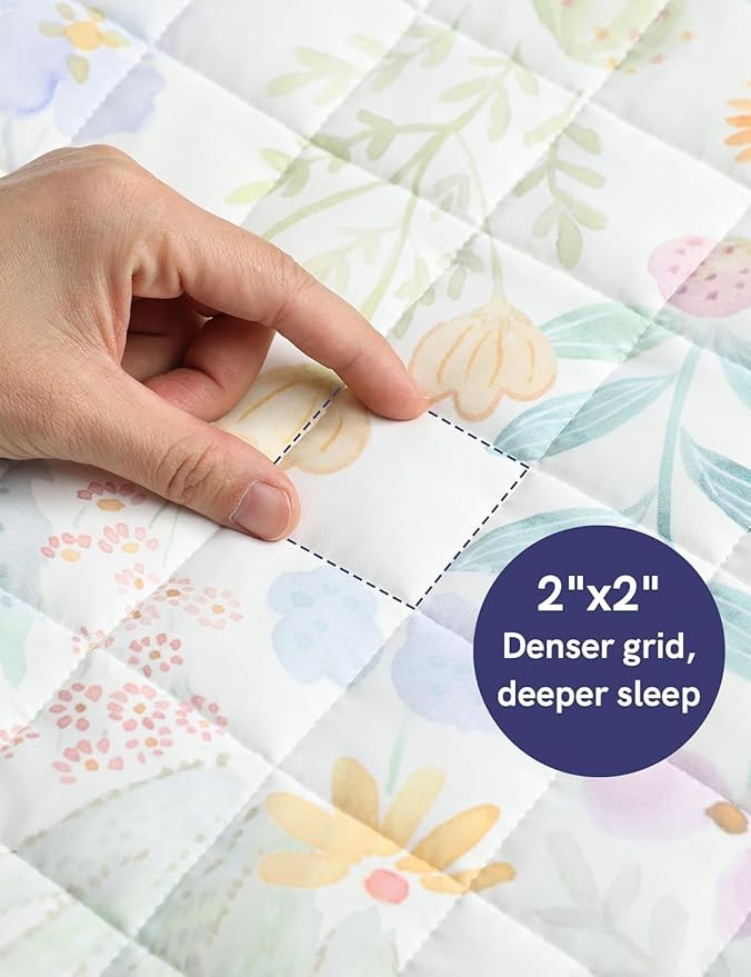 YnM 20lbs Weighted Blanket for Adults, Cooling Nylon/PE Heavy Bed Throw Blanket with Cooling Glass Beads for All Season Use, Ideal for ~190lbs (60x80 Inches, Queen, Jungle Bloom)