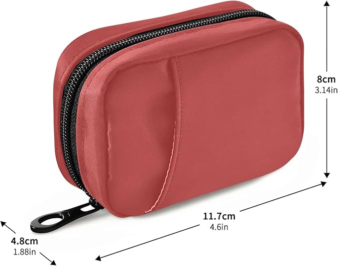 Pill Box 7 Day Pill Case Travel Pill Organizer Bag with Zipper Portable Weekly Case Compact Size for Vitamin Supplement Holder, Solid Color Red