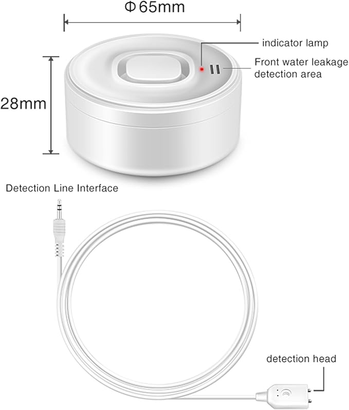 WiFi Water Leak Detectors for Home with Tuya APP Push and 100dB Sound Alarm, Suit for Warehouse, Basement, Kitchen, Laundry Room, Compatible with Alexa&Google Assistant (Support WiFi 2.4G)