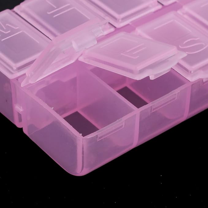 uxcell Pill Tablet 8 Slots Dispenser Organizer Storage Case Box Clear Pink