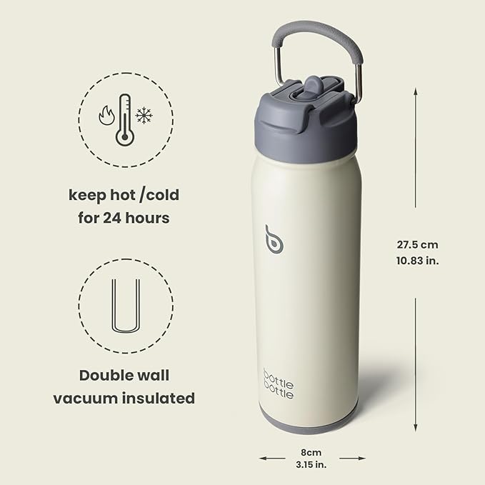 BOTTLE BOTTLE 24oz Insulated Water Bottle Stainless Steel Sport Water Bottle with Straw and Adjustable Lid Daily Pill Organizer
