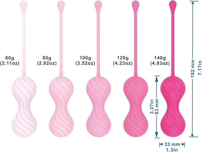 Kegel Exercise System Ben Wa Balls Pelvic Floor Muscle Trainer High-Intensity Training with Double Balls Improves Urinary Leakage Enhances Tightness A Set of 5 Suitable for Advanced Female Users