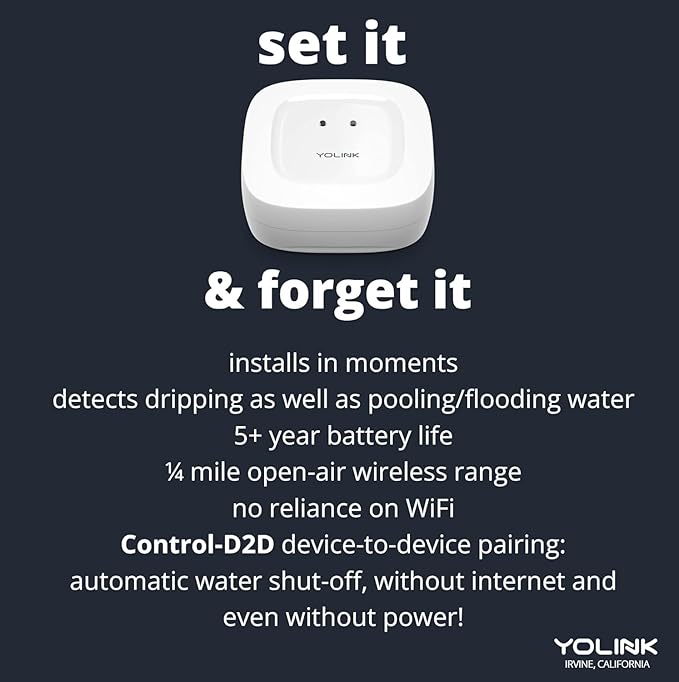YoLink Water Leak Starter Kit: Hub + 6 Leak Sensor 1 (Silent), LoRa Long-Range, App/SMS/Email Alerts, D2D Offline Triggers, 2 AAA Up to 5-Year Battery, Compatible with Alexa/IFTTT/Home Assistant