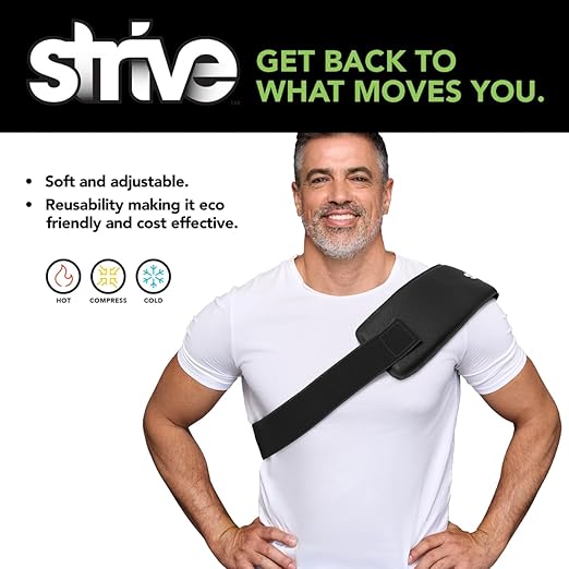 Strive Hot & Cold Therapy Compression Sleeve, Provides Soothing Relief and Support, Adjustable Compression for Comfortable Healing, Comfort Design for Injury and Muscle Recovery, Medium, Black