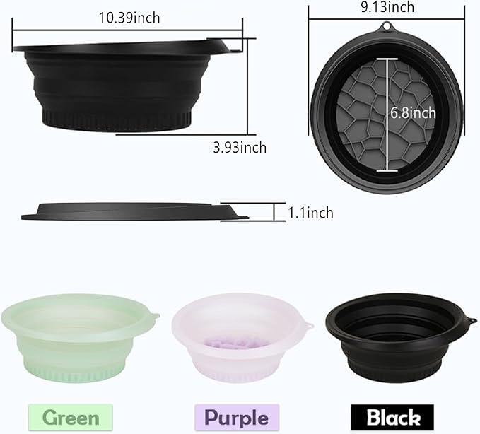 Large Silicone Bowl for Face Ice Bath with Built-In Icetray, Foldable and Hanging Design for Easy Storage and Carrying, Dipping Face Ice Bath at Home and Travel (Black)
