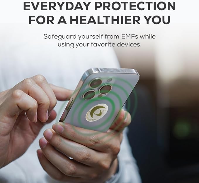 Pack of 6 EMF Stickers for Cell Phone- 5G Ready Harmonizer Stickers Proudly Made in USA for Cell Phones, Laptops or Tablets- EMF mega Shield for All Electronic Devices (Gold-White)