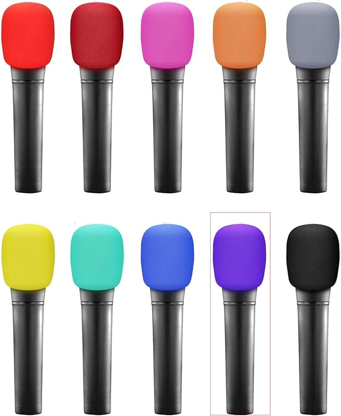 Fielect 2Pcs Microphone Cover Sponge Foam Mic Cover Handheld Microphone Windscreen Shield Protection Micro Foam Filter Purple for KTV Broadcasting