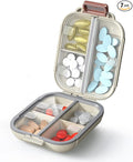 7 Compartments Travel Pill Organizer, Foldable Portable Airtight Daily Pill Box, Compact Pill Case for Purse & Pocket, BPA-Free Medicine Organizer for Vitamins Fish Oil Supplements (White)