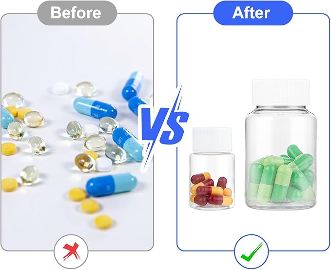 6 Pcs Clear Pill Bottle 150ml/80ml Plastic Medicine Containers Sample Jar with Caps Refillable Tablet Storage Holder Empty Reagent Chemical Organizers Small Travel Pill Cases for Liquid Solid