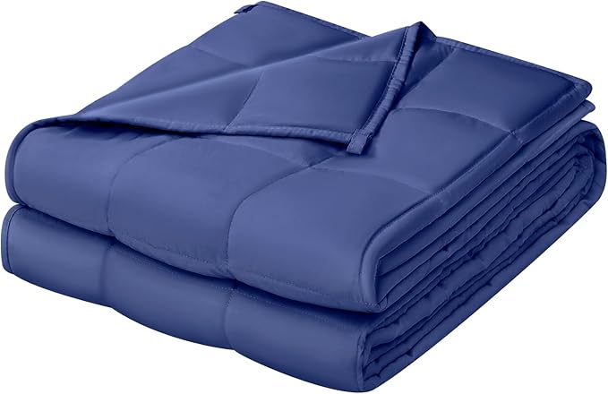 ZonLi Weighted Blanket for Adults (60"x80", 15lbs, Dusk Blue) Queen Size High Breathability Cooling Heavy Blanket, Soft Material with Premium Glass Beads, All-Season, Easy Care