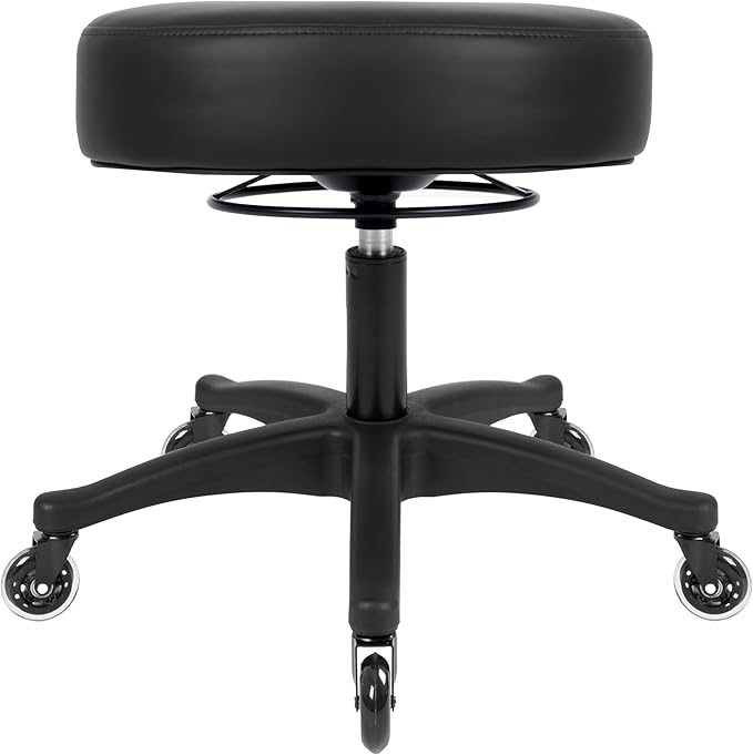 TAKE UR SEAT® All-Purpose Stools with Adjustable Seat and Easy Clean Performance Fabrics for Cleanroom Lab Medical Office Classroom Shop Garage Spa Massage Tattoo(Blade Wheels) (17" Black)