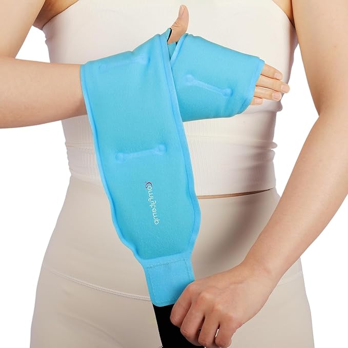 Comfytemp Longer Wrist Ice Pack Wrap for Carpal Tunnel Relief, Reusable Gel Wrist Brace Hot Cold Compress for Hand Pain Injury, Arthritis
