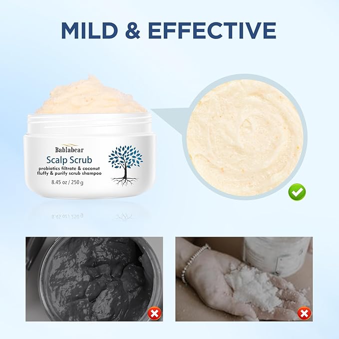 Bablabear Scalp Exfoliator Scrub,Itchy Scalp Treatment for Dandruff, No Sulfate Hair Scrub To Soothe a Dry, Flaky,Scalp,Removes Buildup,Clarifying Shampoo.