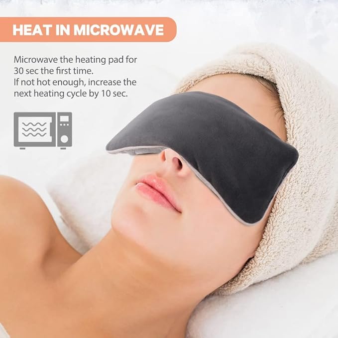 Unscented Weighted Eye Pillow for Yoga, Microwavable Moist Heat Eye Compress Mask with Washable Cover for Relaxation, Sleeping, Meditation, Yoga, Spa, Migraine Relief
