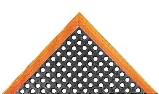 NoTrax 549S2840OB 549 Safety Stance 28" x 40" 4-Sided Black/Orange Safety Anti-Fatigue Drainage Mat