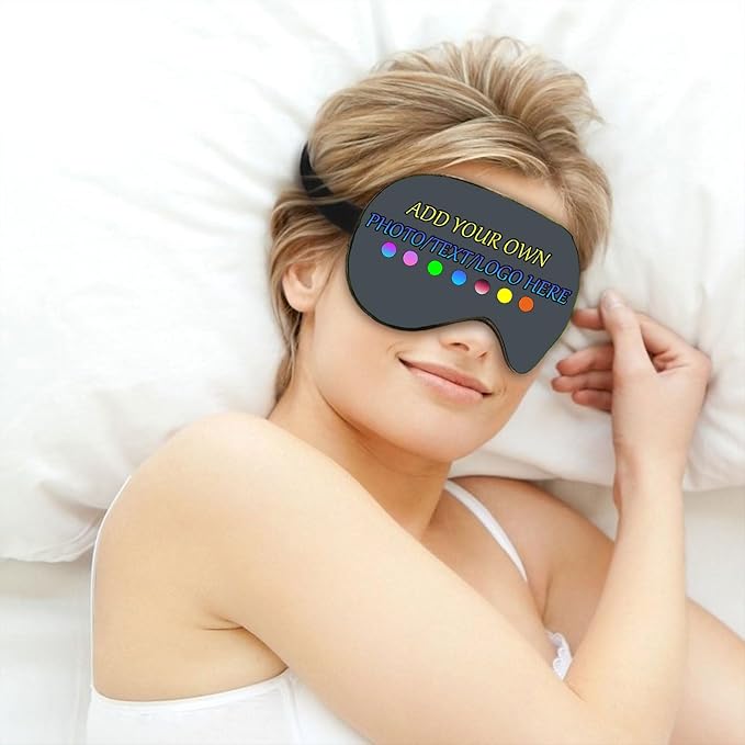 Personalized Eye Mask, Custom Eyeshade Blindfold Add Your Design Image Text Customized Eye Cover with Adjustable Strap for Sleeping Travel Work Naps Blocks Light, Darkgray