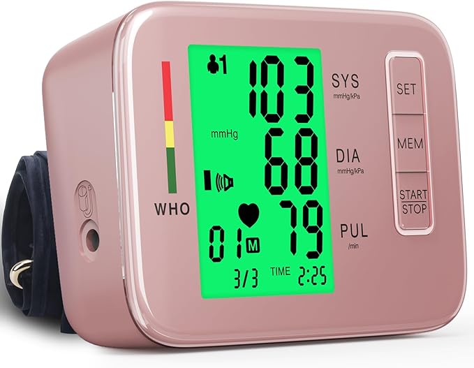 Blood Pressure Monitors,Pink Blood Pressure Machine Bp Cuff Automatic Upper Arm with 8.7”-16.5 inches Adjustable Automatic High Blood Pressure Cuff for Home Use 2 x 90 Sets Memory (Blue BP Cuff)