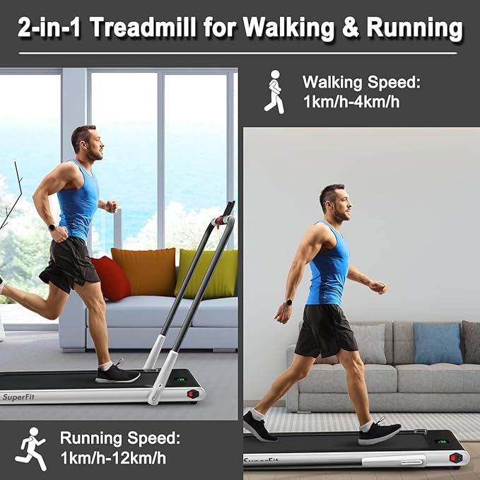 GYMAX Walking Pad, Foldable Under Desk Treadmill with LED Monitor, Remote Control, Smart App Control, Folding Portable Desk Treadmill for Office Standing Desk, Home Office Treadmill