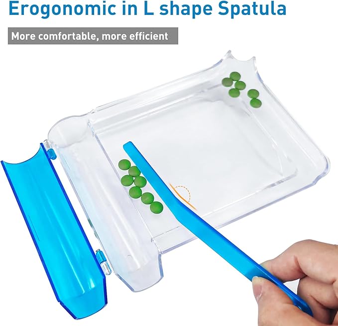 Right Hand Pill Counting Tray with Spatula (Clear - L Shape)