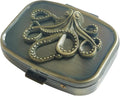 Hidad Bronze Retro Portable Travel Pill Organizer - Octopus Sign Small Pill Box for Purse or Pocket, Cute Durable Portable Mini Pill Case,Pill Bottle Container, Hold Vitamin Medicine Pill Dispenser