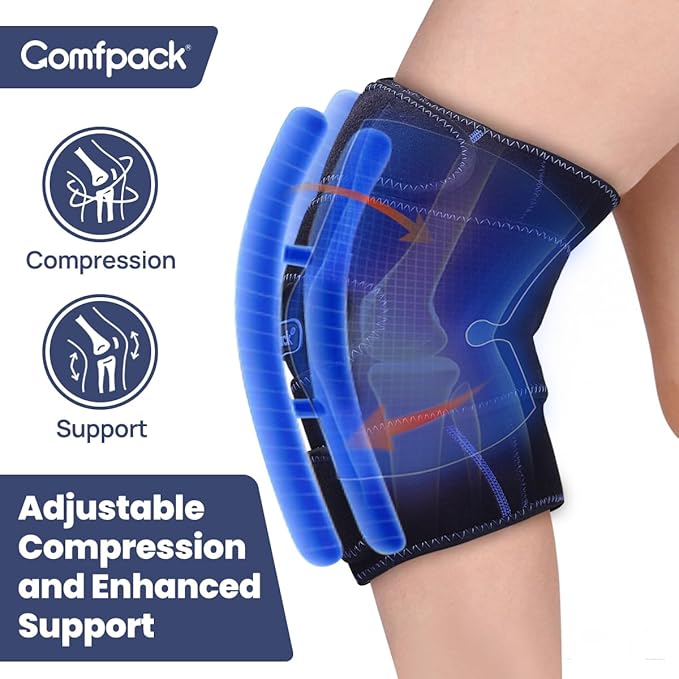 Compression Knee Ice Pack Wrap for Sports Injuries, Large Knee Brace with Ice Pack for Swelling and Recovery Support, Sprains, Meniscus Tear, Osteoarthritis, ACL