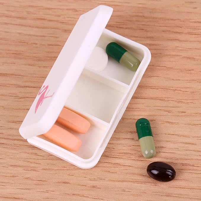 Daily Pill Box Case Waterproof Medicine Organizer Vitamin Holder Mini Pill Medicine Container for Travel Use -3 Compartments-Flamingo