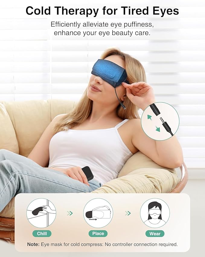 Heated Eye Mask for Dry Eyes, Electric Eye Mask with 2500mAh Battery, Washable Cover, Warm Eye Compress for Sleep and Relaxation, Rechargeable