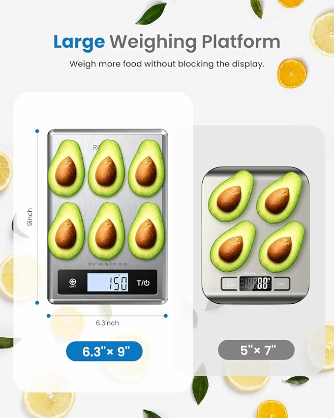 RENPHO Digital Food Scale with Nutritional Calculator, Smart Food Kitchen Scale, Food Weight Scale Grams and Ounces for Weight Loss, Calorie, Macro and Cooking, Stainless Steel