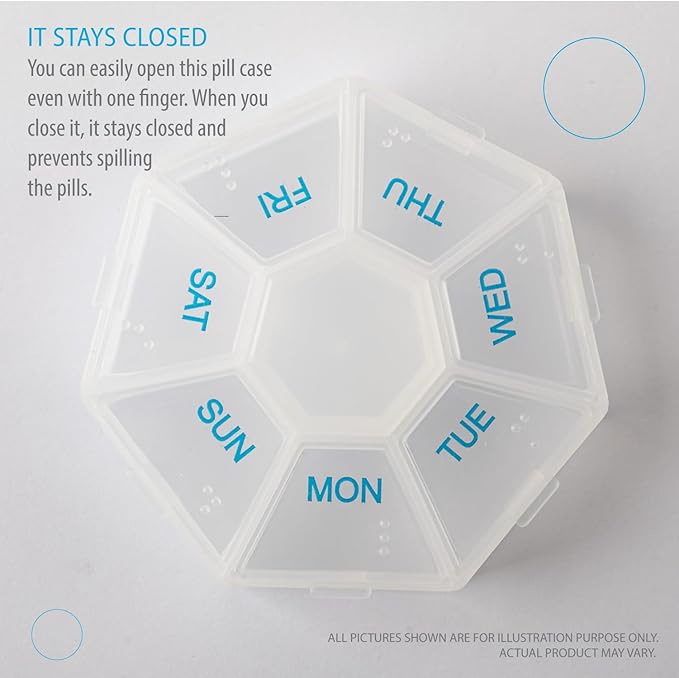 Deke Home - Medicine Pill Organizer with Braille Labeling (2 Pack), 14 Day Pill Boxes, Clear Lids, 2 Week Pill Organizer, Weekly Organizer for Medication Management, Compact, Easy Viewing