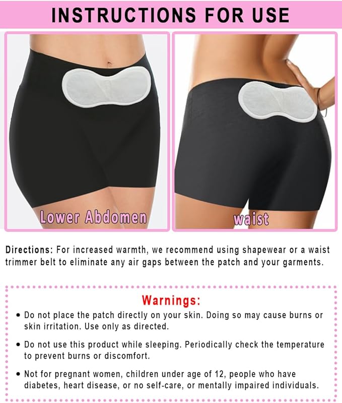Portable Adhesive Self Heating Pads (5 Count) for Menstrual Cramps & Backache Relief – Thermal Therapy Heat Patches for Period Pain – Non-Electric Menstrual Heatwraps