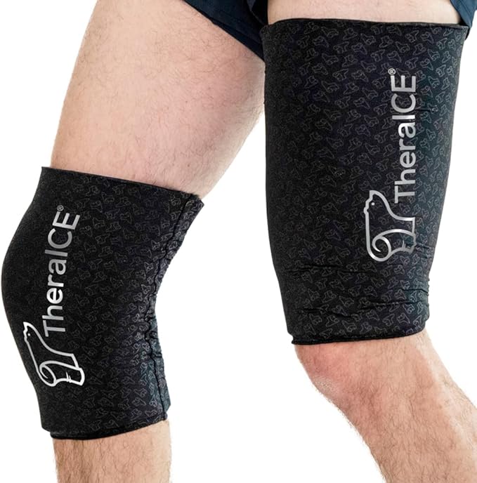 TheraICE Knee Ice Pack Wrap PRO Compression Sleeve for Injuries | Reusable Gel Cold Packs Brace Cold Wrap Recovery for Meniscus ACL MCL Surgery | FocusZone for Extra Cooling & Pressure | Women & Men