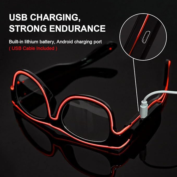 Ainiv Wireless Light Up Glasses 3 Modes LED Luminous Glasses Glow in the Dark for Parties, DJ, EDM, Halloween, Christmas