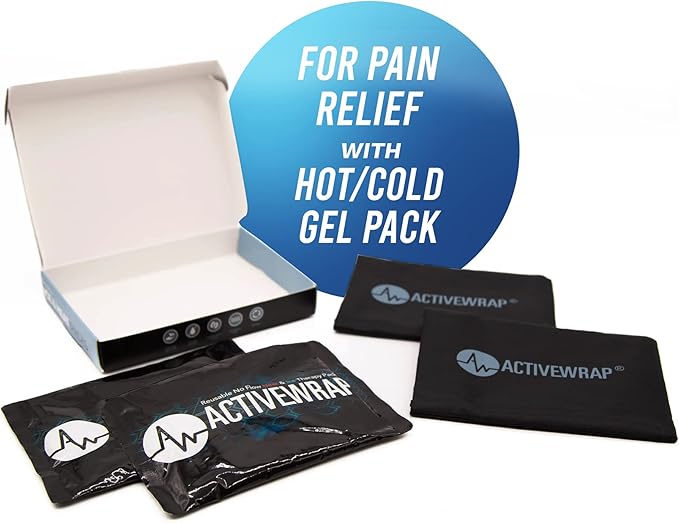 Activewrap Reusable Ice Packs for Injuries - Hot and Cold Gel Compress for Injury Recovery and Pain Relief, Soft, Flexible, Leakproof Pad for Back, Knee, Hip, & Shoulder - Medium (6 x 9 inches)