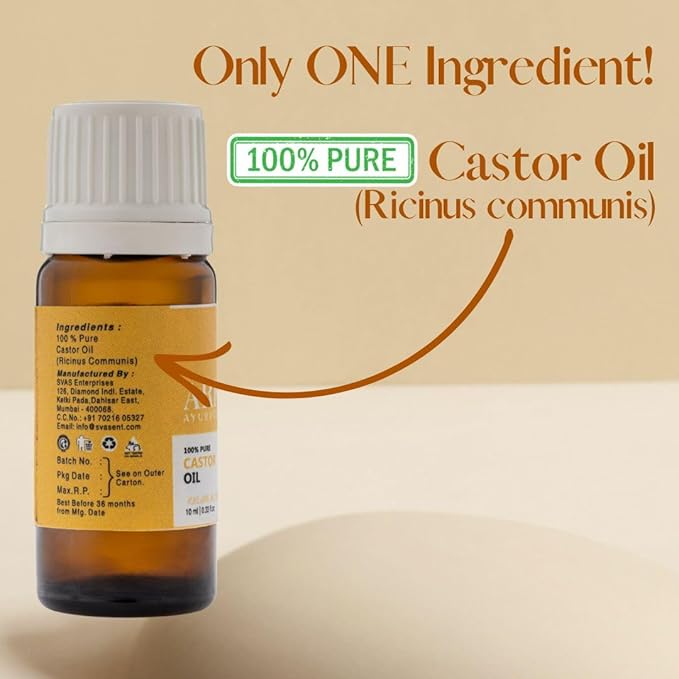 100% Pure Essential Oil | Premium Grade | Made in India (0.33 Fl Oz | 10 ML, Castor)