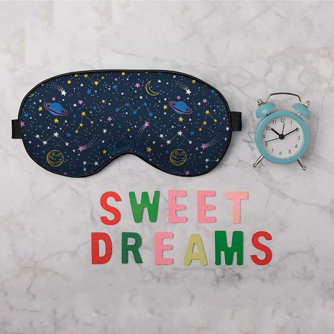 Space Planets Sleep Mask Eye Mask Comets Constellations Stars Night Sky Astronomical Colorful Sleep Mask Adjustable Smooth Soft Eye Masks for Women Deep Rest Travel