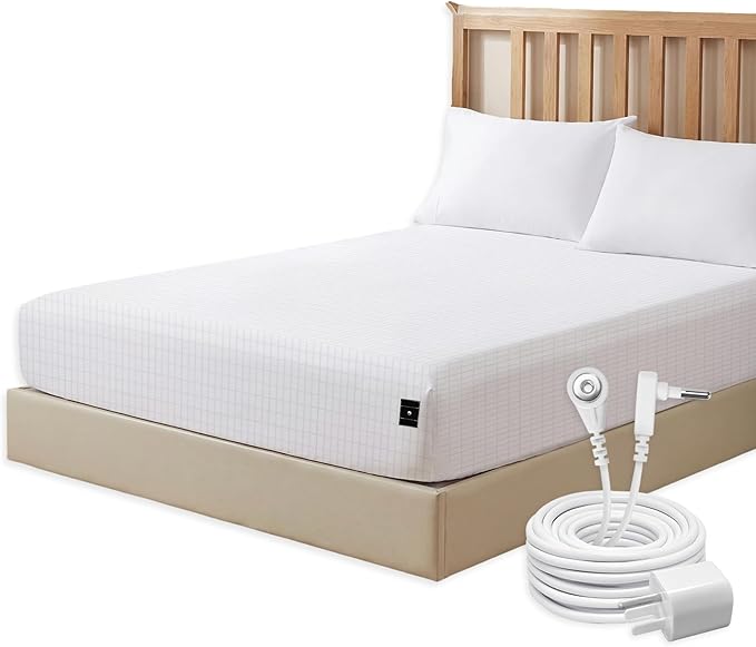 Grounding Sheets King Size, 12% Pure Silver, Grounded Bed Sheet with Deep Pockets, Improved Sleep, Earth Connecting Bedding, Beige
