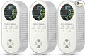 Carbon Monoxide Detectors Plug in & Gas Leak Detector, Travel Carbon Monoxide Detector with Battery Backup - Brightness & Volume Adjustment Temperature & Humidity for Home/RV/Travel/Camping (3 Packs)