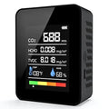 CO2 Detector Air Quality Monitor Indoor,5-in-1 Formaldehyde/CO2/TVOC/Temperature (°F/°C)/Humidity Monitor,Portable Carbon Dioxide Detector for Home,Office,Indoor Air Quality Safety Monitoring (Black)