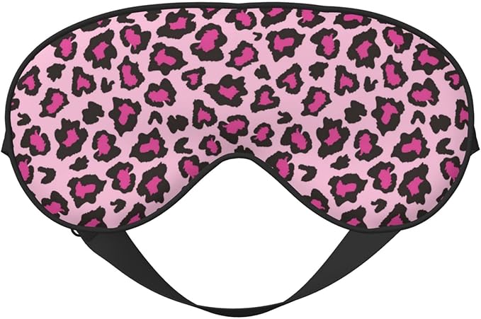 Light Pink Leopard Sleep Mask Eye Mask with Adjustable Strap Eye Sleep Shade Cover Blocks Light for Women Men Airplane Travel Nap