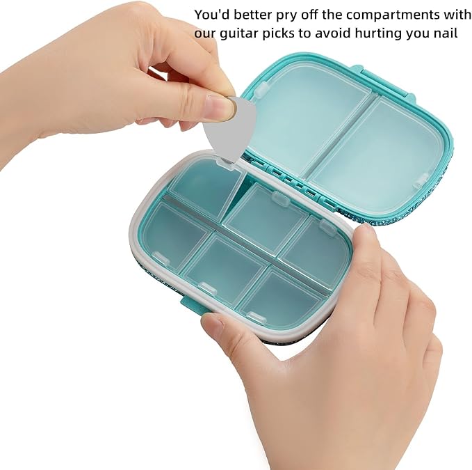 Travel Pill Container Medicine Organizer Daily Purse Pill Case Cute Pill Vitamin Box Small Pocket Pill Holder Mini Pill Organizer for Supplement(Blue)