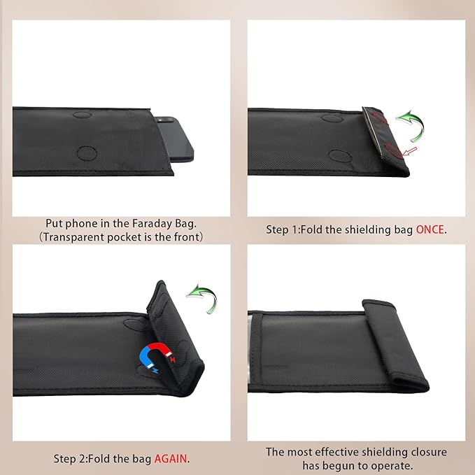 Faraday Bags for Phones, 2 Pack Go Dark Faraday Bags, Magnetic Closure Emf Blocker for Cell Phone Case Signal Blocking Pouch,Military Grade Waterproof Anti-Theft Protection,Anti-Tracking