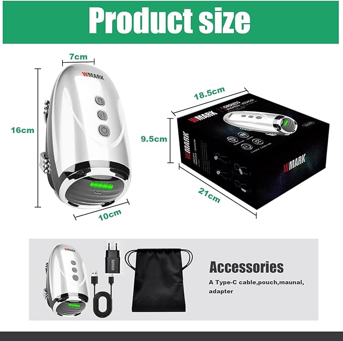 WMARK Barber Massager/Cordless HandheldMassager, Charge Neck/Legs/Hand/FaceMassager, 2 Massage Nodes 2600AMH,Silver