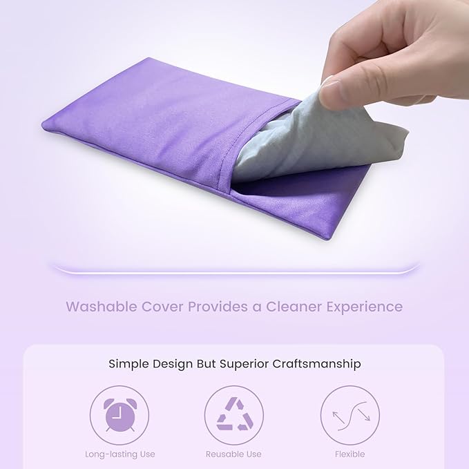 SuzziPad Lavender Eye Pillows for Relaxation with Aromatherapy, Weighted Mask for Sleeping, Hot & Cold Therapy Compress for Dry Eyes, Yoga Meditation Pillow, Purple, 4 Packs