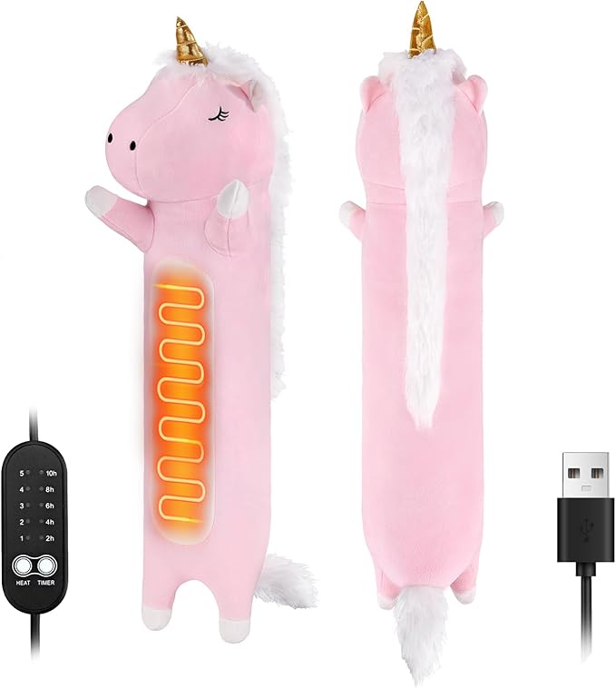 Unicorn Heating Pad for Period Cramps Menstrual Pain Relief, Portable Electric Heat Pads USB Powered, Cute Unicorn Plush Stuffed Animals Gifts, Funny Gift for Women Teen Girls Birthday Christmas